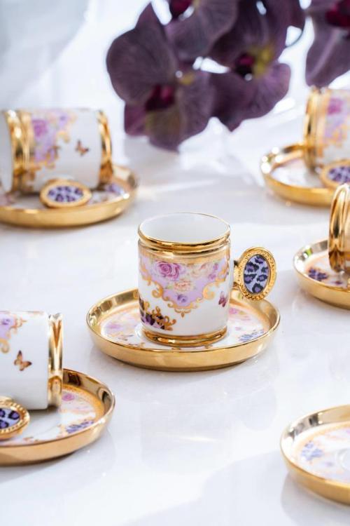 Caviar Mor 6'lı Kahve Fincan Takımı SHP-07190