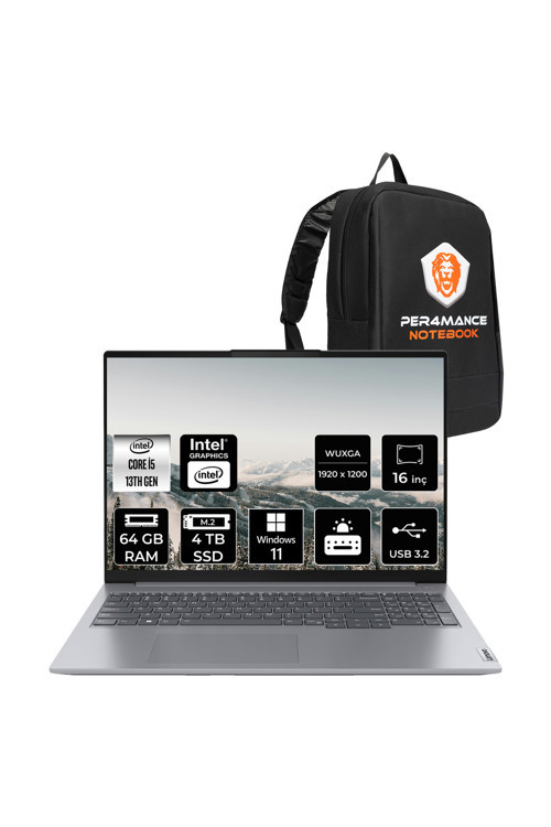 ThinkBook 16 G6 i5 13420H 64GB 4TB SSD 16" WUXGA W11H Dizüstü Bilgisayar & Laptop & PER4 ÇANTA