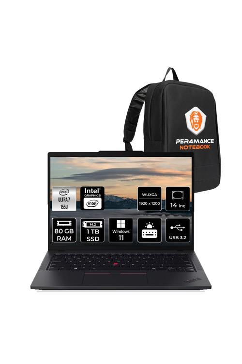 ThinkPad T14 G5 Ultra7 155U 80GB 1TB SSD 14'' WUXGA W11P 4G LTE Dizüstü Bilgisayar & Laptop & Çanta