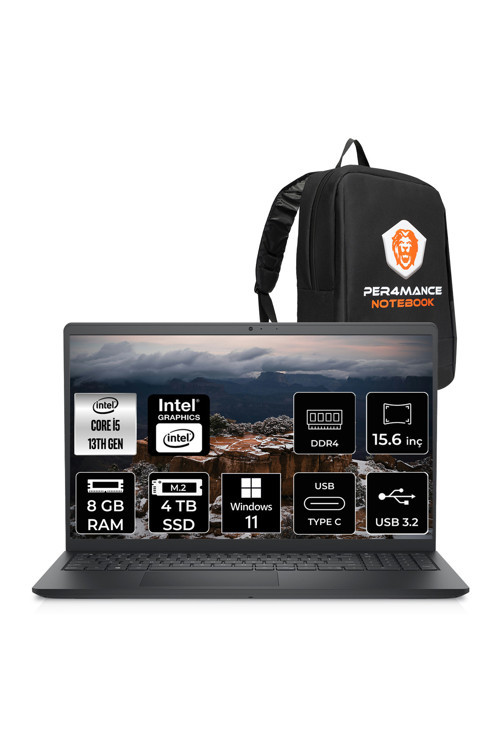Inspiron 15 3530 i5 1334U 8GB 4TB SSD 15.6'' FHD 120Hz W11P Dizüstü Laptop & PER4 ÇANTA