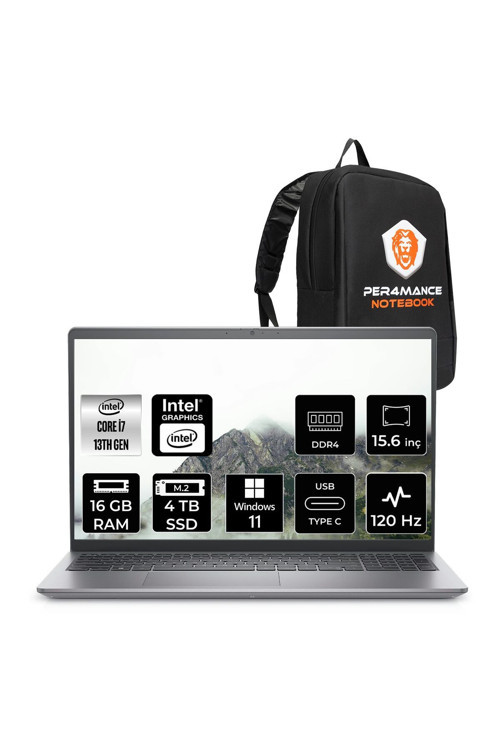 Vostro 3530 i7 1355U 16GB 4TB SSD 15.6" FHD 120 Hz W11P Taşınabilir Bilgisayar & PER4 Çanta