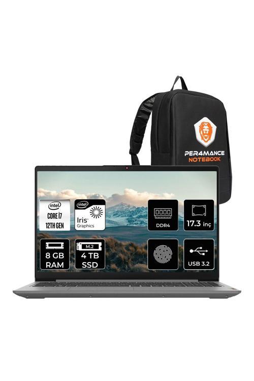 IdeaPad 3 17IAU7 i7-1255U 8GB 4TB SSD 17.3" FHD FDOS Taşınabilir Bilgisayar & PER4 Çanta