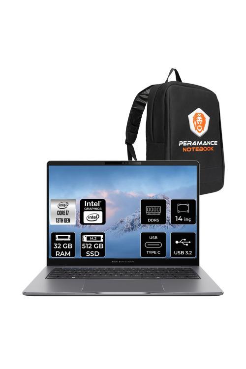 Expertbook P3 i7 13620H 32GB DDR5 512GB SSD 14" WUXGA FDOS P3405CVA Dizüstü Bilgisayar & Laptop & ÇANTA