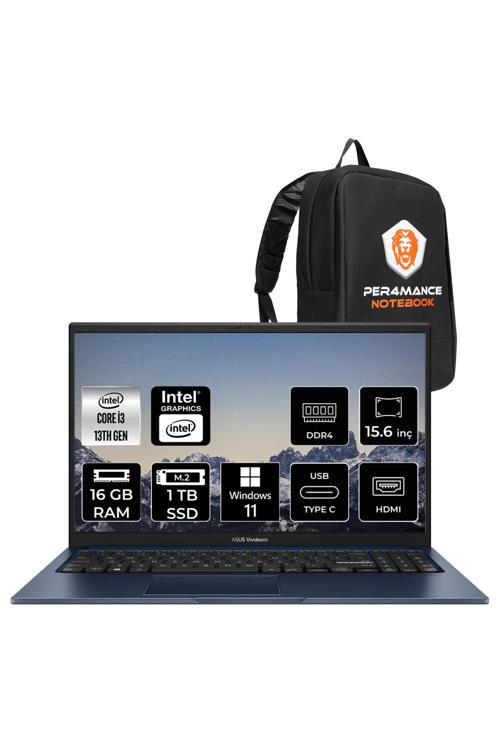 Vivobook 15 i3-1315U 16GB 1TB SSD 15.6'' FHD W11HOME X1504VA Dizüstü Bilgisayar & Laptop & PER4 ÇANTA
