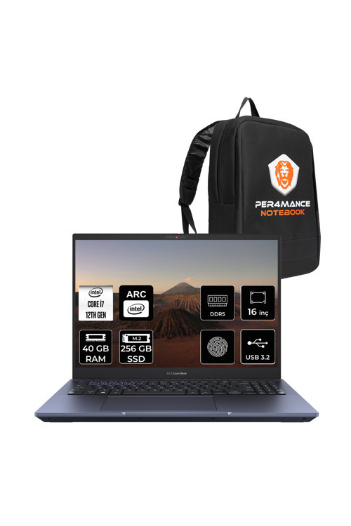 Expertbook B5 i7 1260P 40GB DDR5 256GB SSD Arc A350M/4GB 16" 4K OLED FDOS Dizüstü Bilgisayar & Laptop