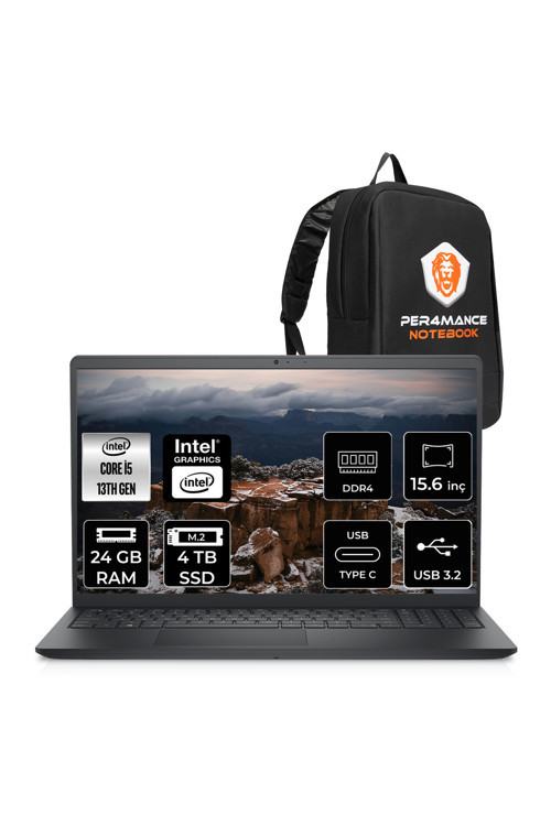 Inspiron 15 3530 i5 1334U 24GB 4TB SSD 15.6'' FHD 120Hz FDOS Dizüstü Laptop & PER4 ÇANTA