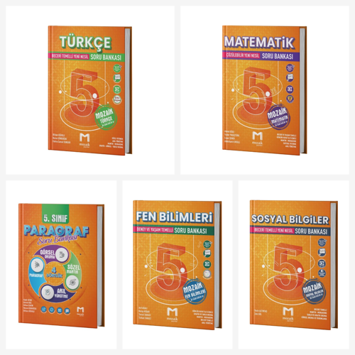 Mozaik 5. Sınıf Tüm Dersler Soru Bankası Seti 5 Kitap Mozaik Yayınları