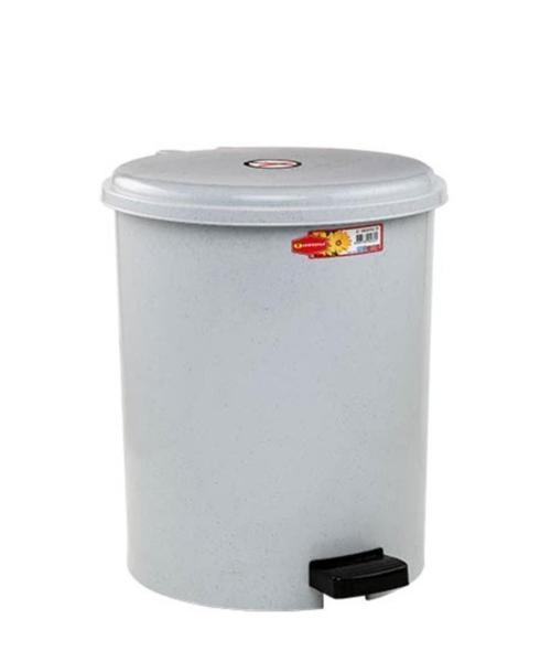 SY-4219 Gri Pedallı Yuvarlak Çöp Kovası İç Kovalı 40 Litre