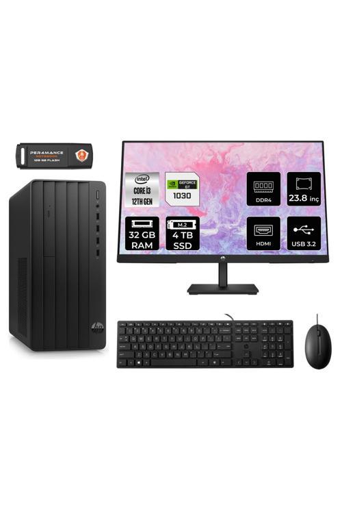 TOWER 290 G9 i3 12100 32GB RAM 4TB SSD GT1030/4GB FDOS 6D3A1EA MASAÜSTÜ PC & 23.8'' MONİTÖR