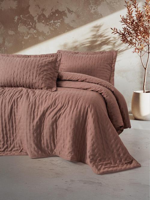 Serra Tek Kişilik Yatak Örtüsü Niva Gül Kurusu