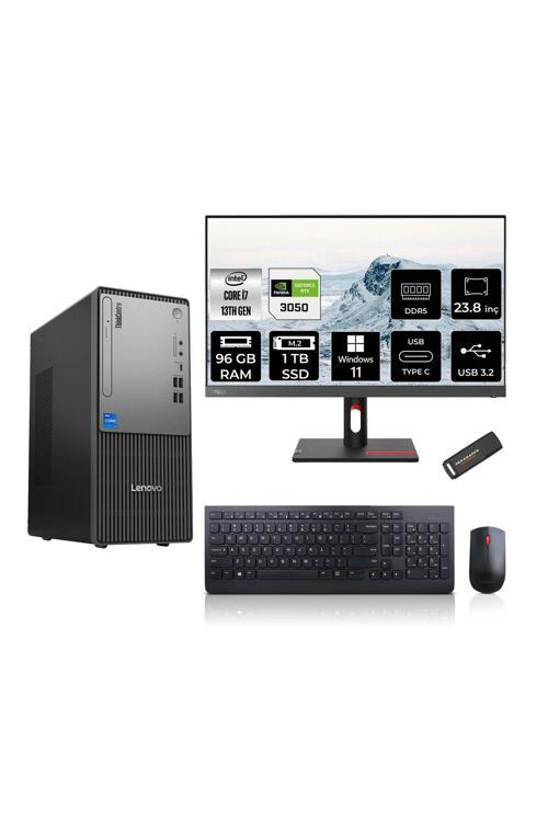 ThinkCentre Neo 50T G5 i7 13700 96GB 1TB SSD RTX3050/6GB 23.8" FHD W11P Masaüstü Bilgisayar