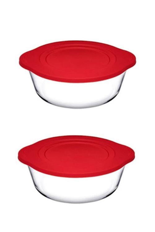 2 Adet 59001 Plastik Kapaklı Yuvarlak Borcam Tencere 2100Cc Fma04363 003Oa