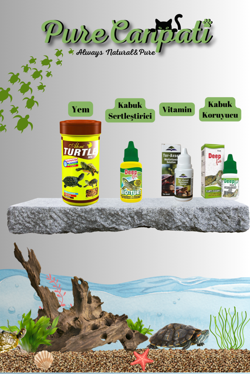 Ahm Turtle Mix 250 ml Yem + BioTurt + Tor-Axsol Vitamin + DeepFix Kabuk Koruyucu Seti
