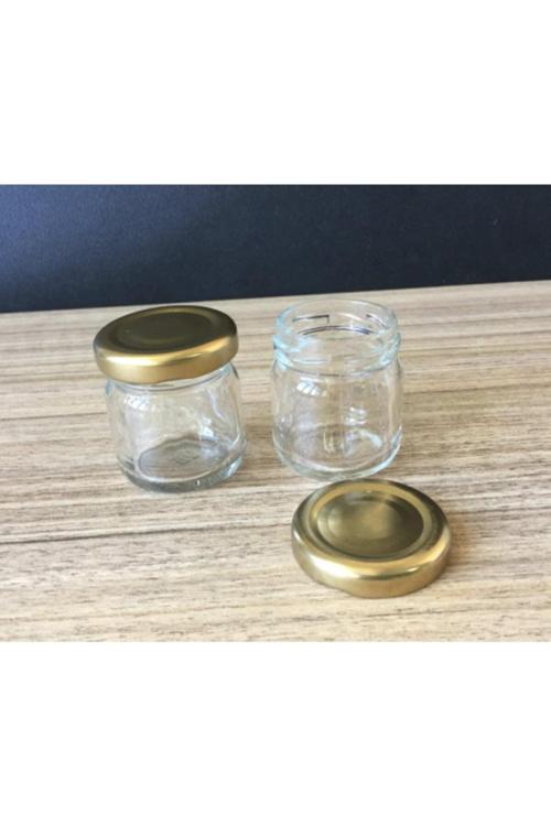 25 Adet 40 Cc Cam Kavanoz Gold Kapak Hediyelik Hobi Düğün Nişan Mini Kavanoz
