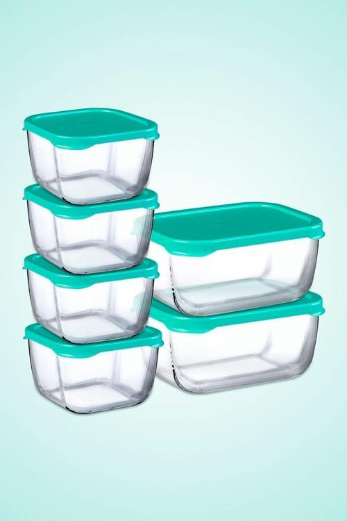 (96881) 6 Parça Snowbox Saklama Kabı Takımı /2 Orta 4 Küçük (Açık Yeşil)