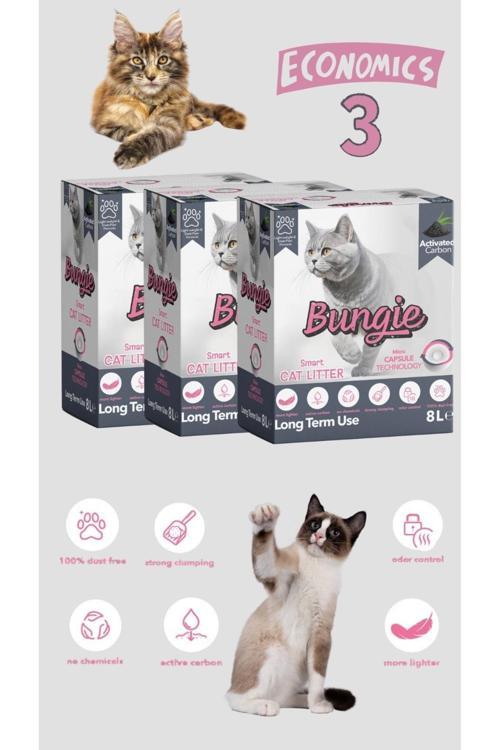 Akıllı Kedi Kumu Aktif Karbonlu Hızlı Topaklanan Tozsuz Ultra Hafif 8 Lt X 3 Adet