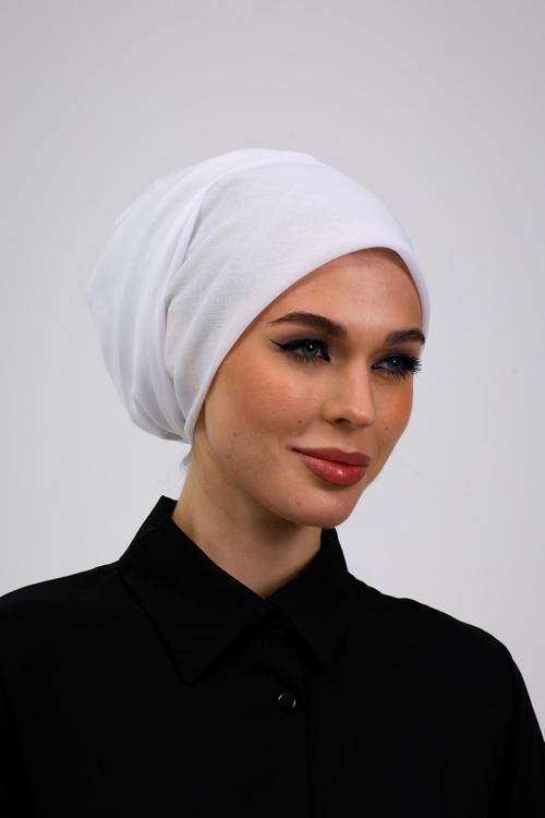 İç Başörtüsü %100 Pamuklu Beyaz Tülbent - Kenarları Oyalı 90X90 Cm Kadın Tesettür Yazma Başörtü