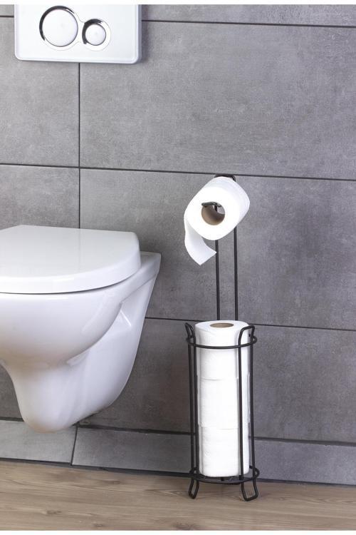 Siyah Yuvarlak Yedekli Wc Kağıtlık