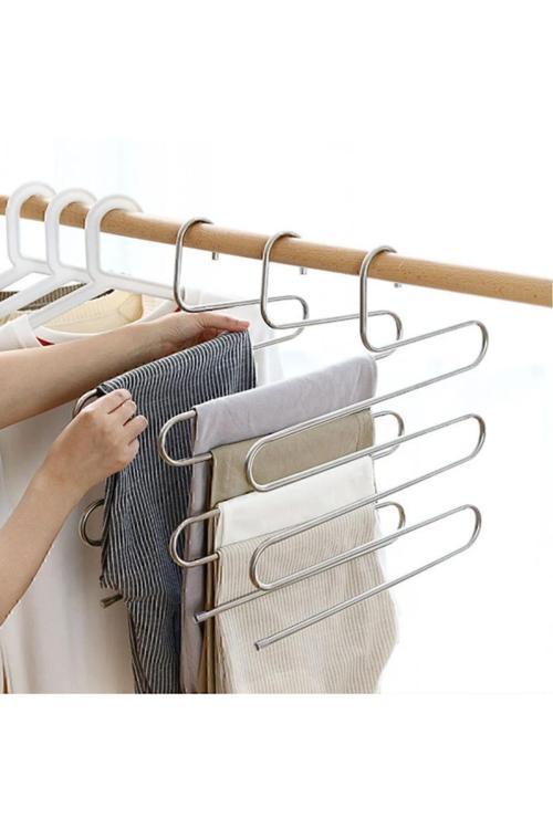 ( 4 Adet ) Dolap İçi 5 Katlı Pantolon - Eşarp Askısı