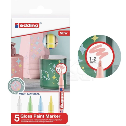 751 Gloss Paint Marker Pastel Renkler 1-2mm 5li Set