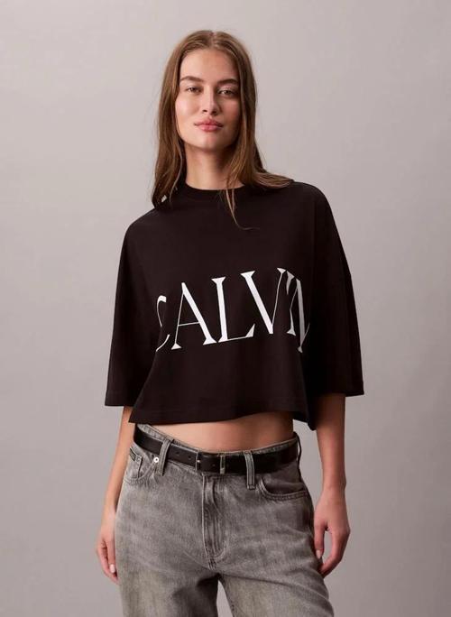 Calvin Klein Kısa Grafik Baskılı Kısa Kollu Kadın Siyah T-shirt LV047D206G-UB1