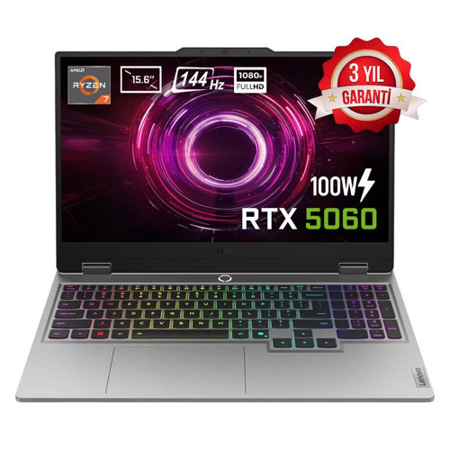 LOQ 15AHP10 AMD Ryzen 7 250 16GB DDR5 1TB SSD RTX5060 8GB 100W 15.6 inç Full HD 144Hz IPS FreeDos Gaming Laptop (83JG008UTR)
