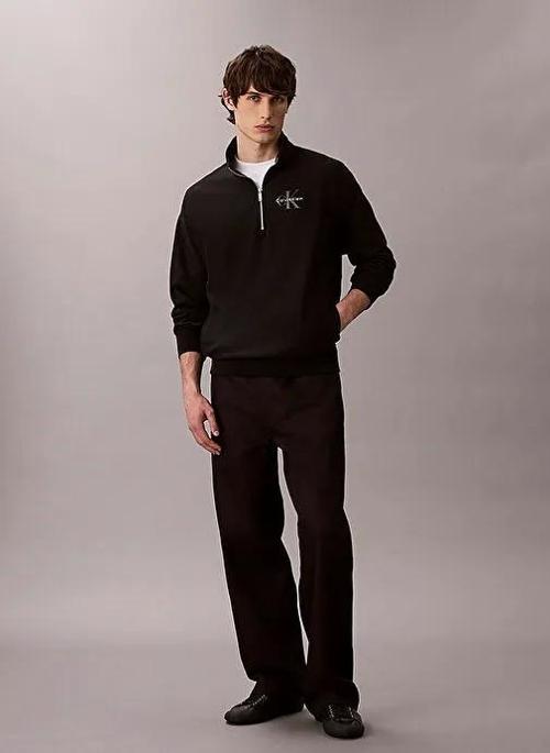 Uzun Kollu Premium Penye Mikro Monologolu Erkek Siyah Sweatshirt LV04RD236G-UB1