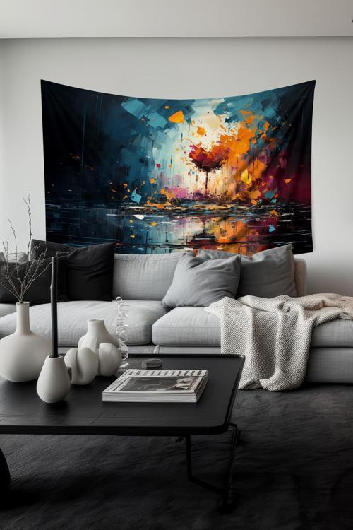 Fırça Darbesi Kalp Desenli Duvar Halısı Duvar Örtüsü Tapestry Süet Dokulu Kumaş