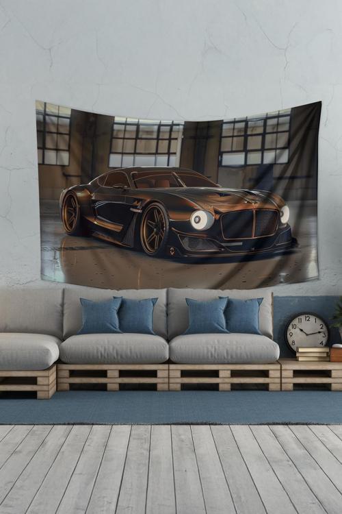 Klas Spor Araba Desenli Duvar Halısı Duvar Örtüsü Tapestry Süet Dokulu Kumaş