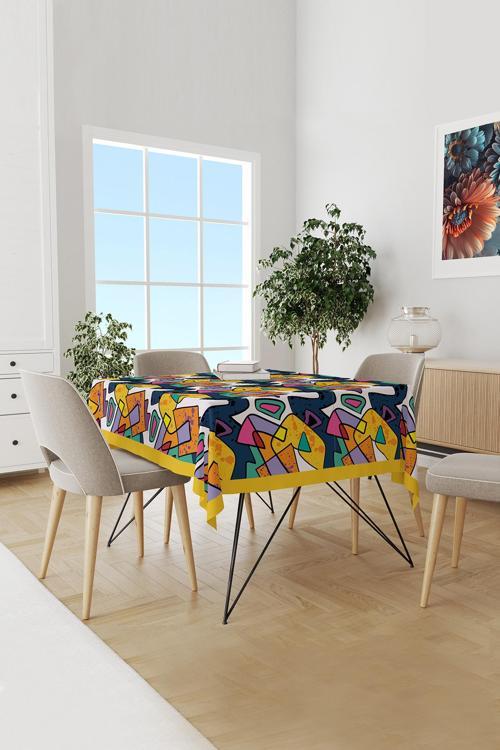 Artboard 2 Desenli Yuvarlak Süet Dertsiz Masa Örtüsü