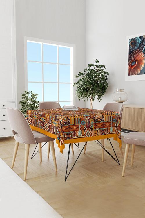 Etnik Kilim Desenli Süet Dertsiz Masa Örtüsü