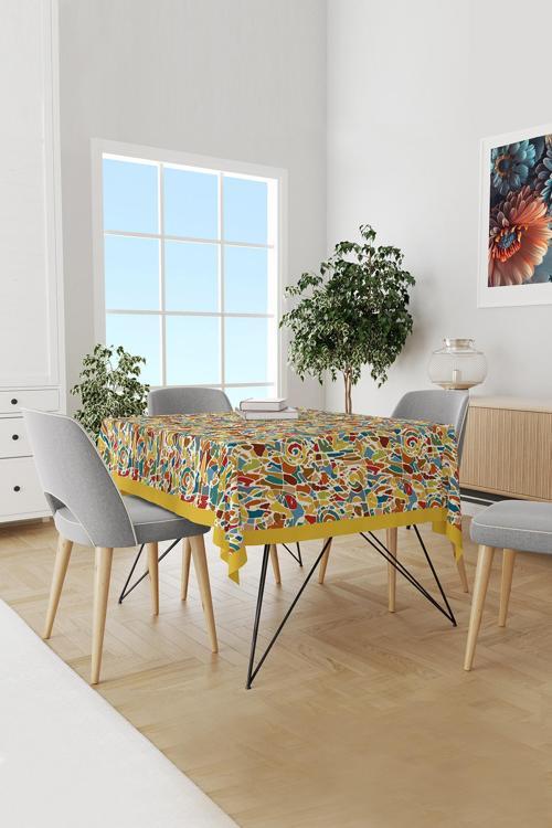 Renkli Fırça Darbesi Desenli Süet Dertsiz Masa Örtüsü