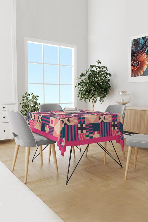 Geometrik 2 Desenli Süet Dertsiz Masa Örtüsü