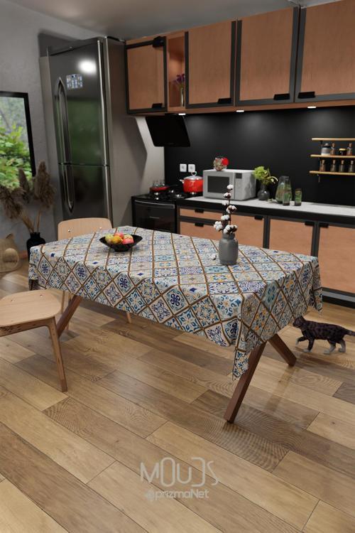 Ramazan Etnik Kare Desenli Süet Kumaş Dertsiz Masa Örtüsü Kare Ve Dikdörtgen Ramadan