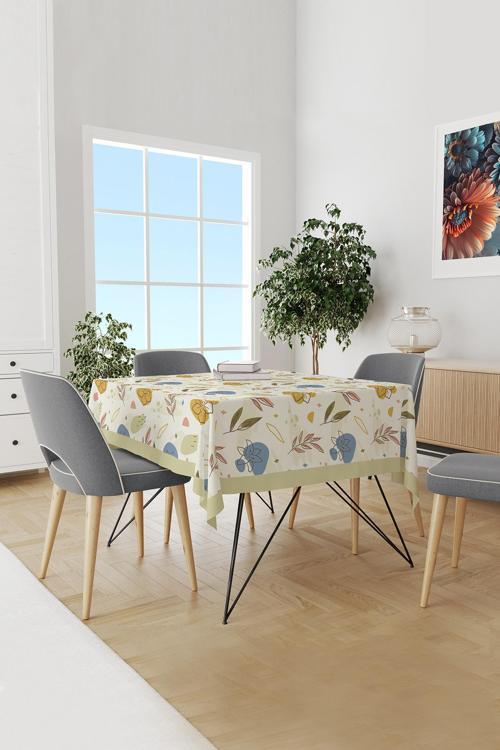 Sonbahar 2 Desenli Yuvarlak Süet Dertsiz Masa Örtüsü