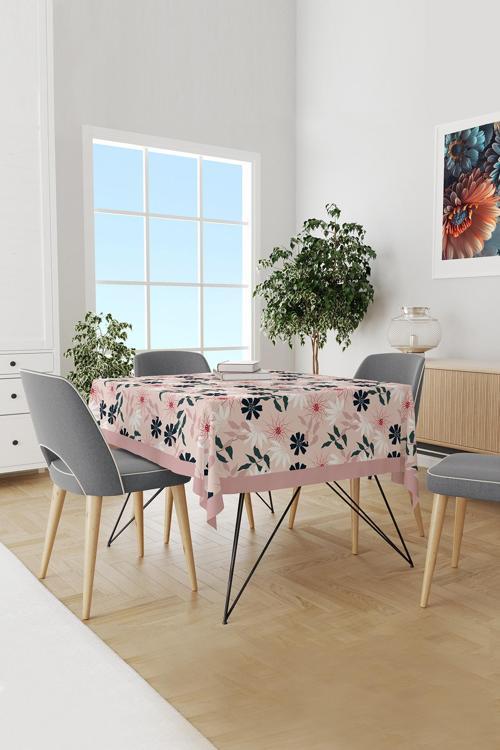Mirror Flowers 4 Desenli Süet Dertsiz Masa Örtüsü