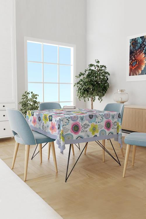 Su Çiçeği Desenli Süet Dertsiz Masa Örtüsü