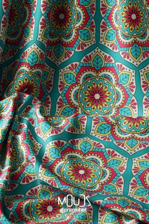India Pattern 2 Desenli Dijital Baskılı Kumaş Süetimsi Doku En 155Cm Kms-10