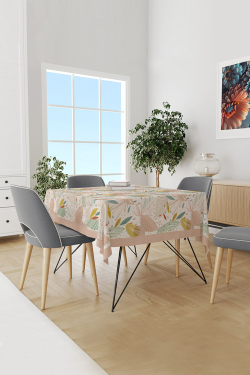 Xero Floral 2 Çiçek Desenli Süet Dertsiz Masa Örtüsü