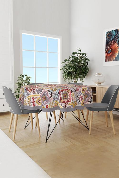 Anatolia 8 Desenli Yuvarlak Süet Dertsiz Masa Örtüsü