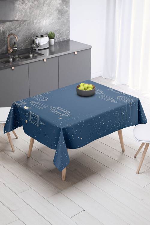 Ramazan Desenli Dikdörtgen Dertsiz Masa Örtüsü, Süet Dokulu Masa Örtüsü