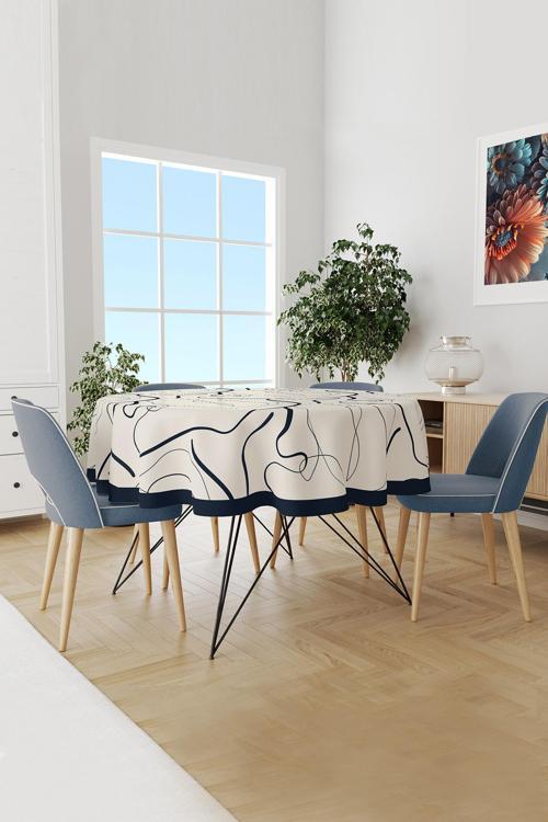 Omegu 4 Desenli Yuvarlak Süet Dertsiz Masa Örtüsü