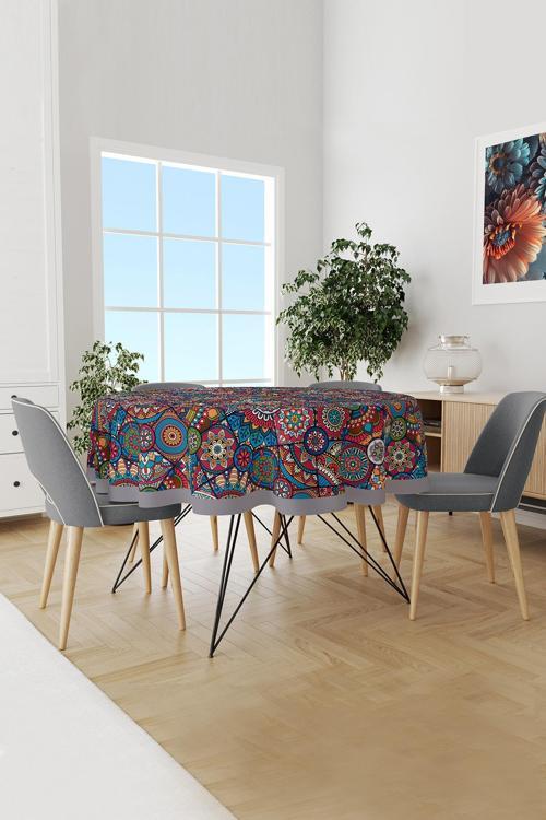 Anatolia 10 Desenli Yuvarlak Süet Dertsiz Masa Örtüsü