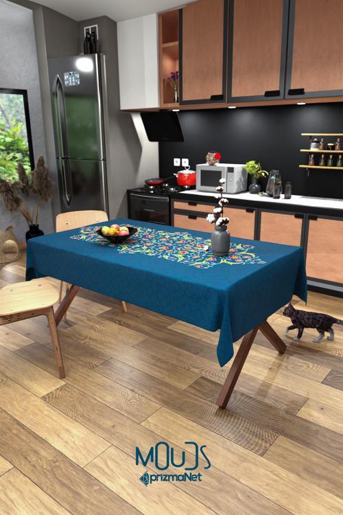 Ramazan Çiçek Dalları Desenli Süet Kumaş Dertsiz Masa Örtüsü Kare Ve Dikdörtgen Ramadan