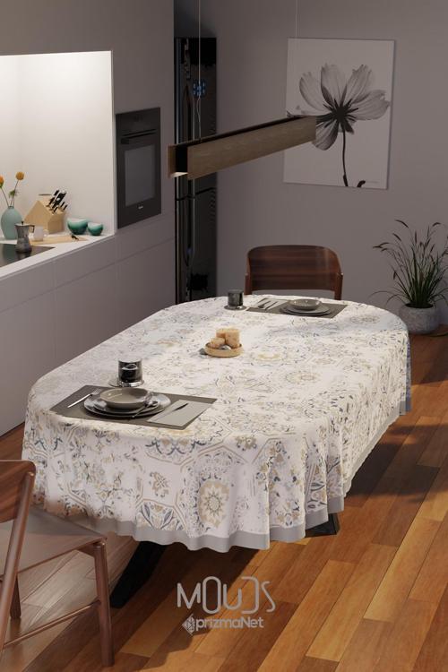 Anatolia 4 Desenli Süet Kumaş Dertsiz Oval Masa Örtüsü