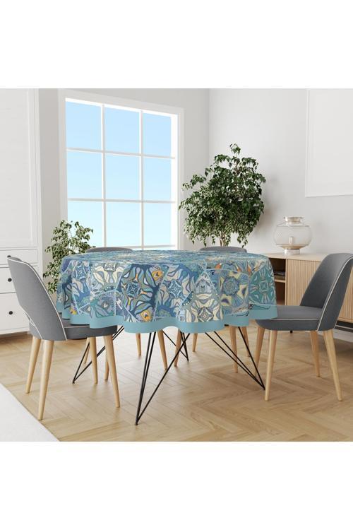 Anatolia 5 Desenli Yuvarlak Süet Dertsiz Masa Örtüsü