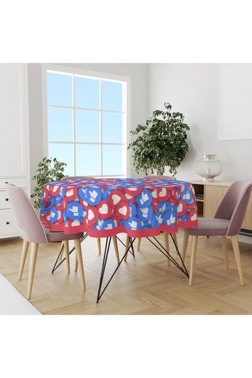 Fenomen Desenli Yuvarlak Süet Dertsiz Masa Örtüsü