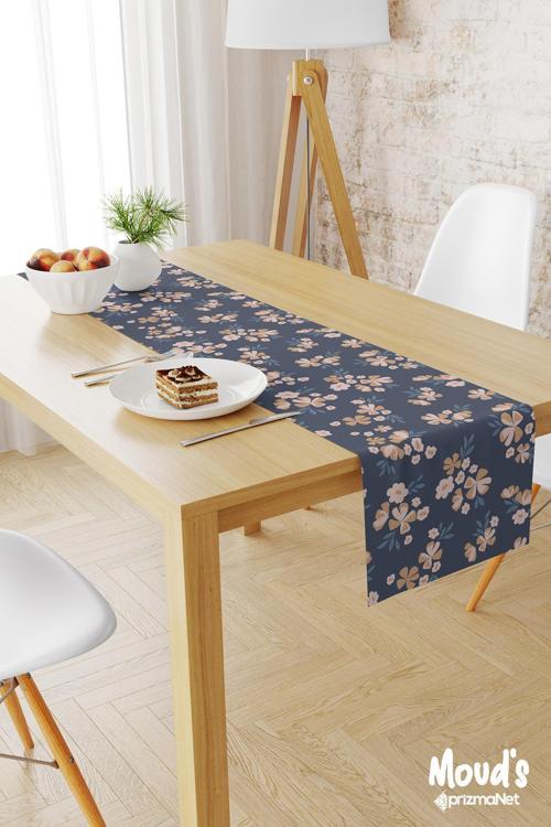 Gurun Desenli Baskılı Süet Runner Masa Örtüsü