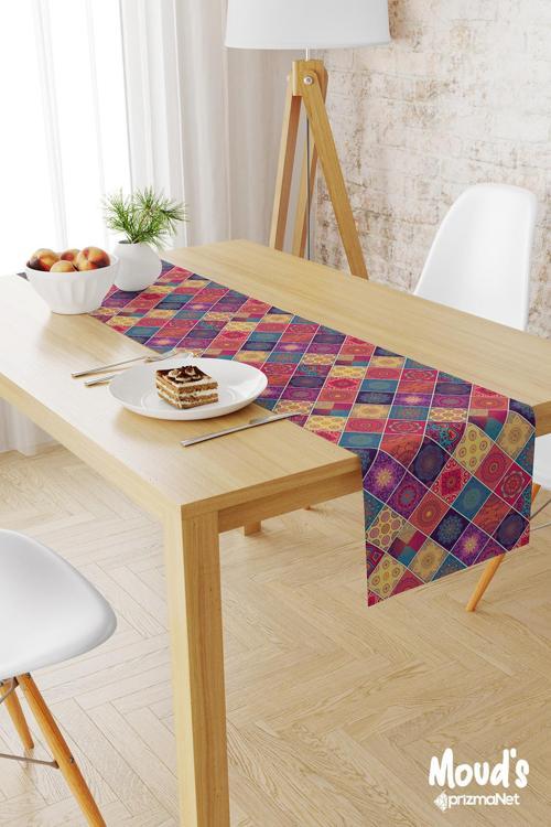 Anatolia 3 Desenli Baskılı Süet Runner Masa Örtüsü