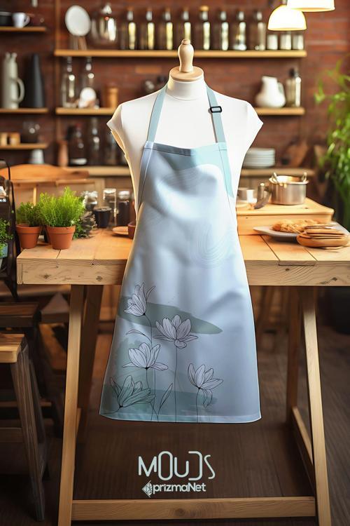 Süet Kumaş Poppy Soft 1 Desenli Mutfak Önlüğü, Aşçı Önlüğü, Garson Önlüğü, Restoran Önlük